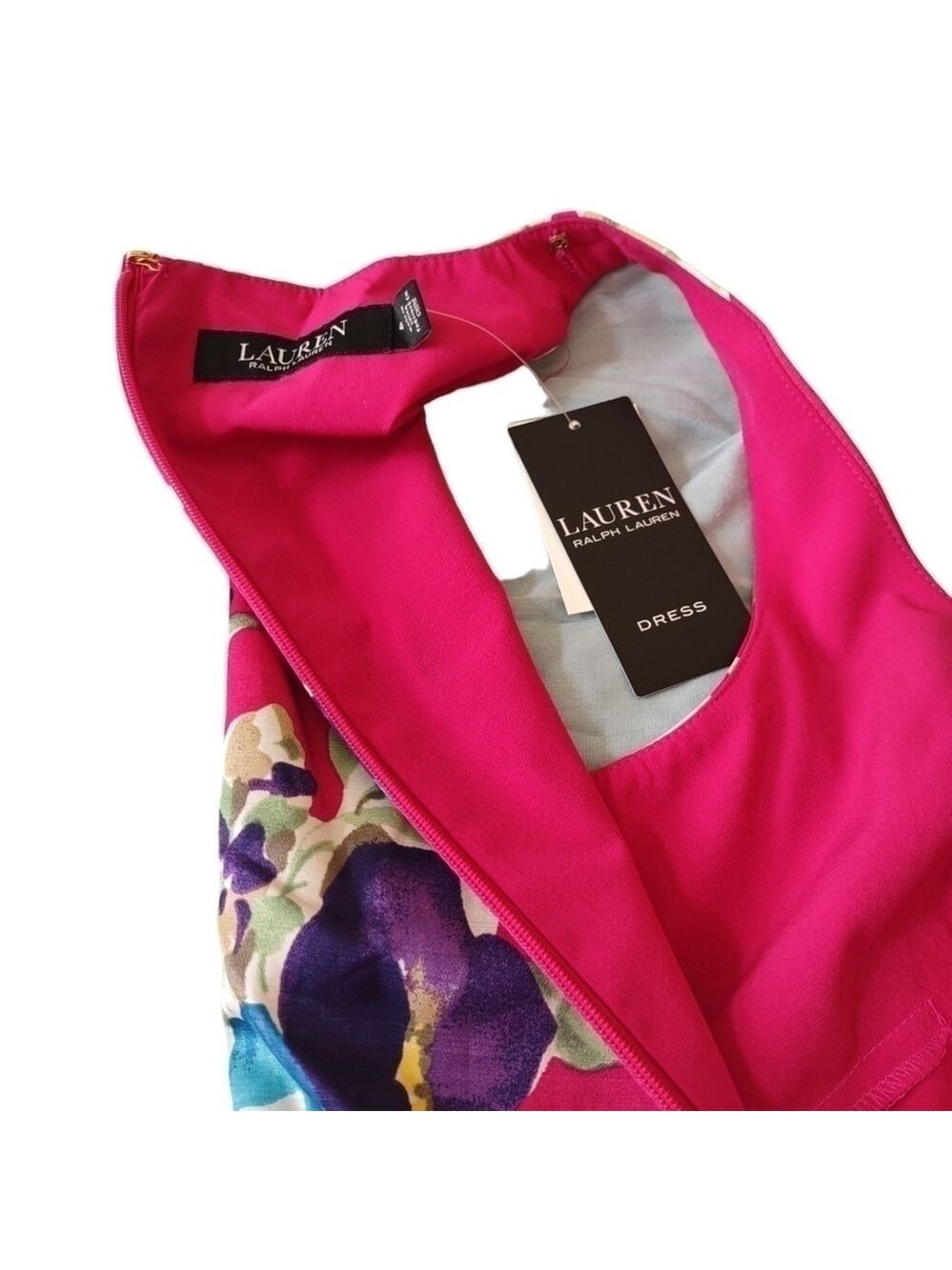 Lauren Ralph Lauren Pink Multicolor Floral Cocktail Dress Size 4 - Picture 5 of 5